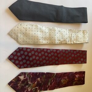 Lot Of 4 Men's‎ Neck Ties Alfani, H&H, Jones, IKE Behar All SILK